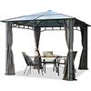 TOOLPORT Gazebo da giardino 3x3 m telaio in alluminio tetto in policarbonato da ca. 8 mm 4 teli laterali color grigio