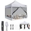 COBIZI Gazebo 3x3 Pieghevole Impermeabile con Zanzariera e Pareti Laterali - Tendone Padiglione Pop Up per Feste e Campeggio con Borsa (3 per 3m Bianco)