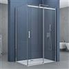 doporro Box Doccia Angolare con Parete Fissa e Porta Scorrevole Reversibile 70x140x195 cm Vetro Temperato Trasparente 8 mm Anticalcare Profilo Cromo - Ravenna18K