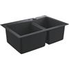 Grohe K700 Lavello in Materiale Composito, Doppia Vasca con Gocciolatoio, Granite Black, 83.8 x 55.9 cm