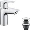Grohe Start Edge Miscelatore Monocomando per Lavabo Taglia S, Cromo, Con piletta clic clac, mousseur con portata limitata a 5,7 l/min, Installazione veloce, 23900001
