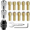 WheatThrive Set di mandrini per trapano, kit di pinze, accessori per utensili rotanti, 15 pezzi M8 x 0,75 mm in ottone con chiave per smerigliatrice elettrica, trapano, lucidatura, incisione