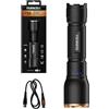 Duracell Torcia a LED DF1500R Core Plus, 1500 lumen, messa a fuoco fino a 120 m, ricaricabile tramite USB-C, batteria agli ioni di litio 18650, 3 modalità di illuminazione, IP54 resistente agli