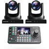 AVKANS Kit di telecamere NDI PTZ 30X - 2 telecamere NDI 30X con 1 controller IP Joystick per la produzione di video streaming live in chiesa (2 AV-CM30-NDI e 1 AV-Joy-IP)