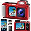 Maxmango V08 Pro 49FT Macchina Fotografica Subacquea - 8K 90MP WiFi Macchina Fotografica Digitale, 2.8'' Touchscreen Robusta Antipolvere Antiurto per Snorkeling, 32GB Fotocamera Digitale, Rosso