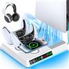 OIVO VGA DESIGN Supporto di Raffreddamento per PS5/Slim/Pro, Caricatore Controller PS5 con Caricatore Wireless, Supporto PS5 con Ventola PS5 a 3 Velocità & 9 Illuminazione RGB, Accessori di PS 5 con Gancio per Cuffie