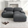 Ligterra Divano modulare a 2 posti in corduroy, divano ad angolo, divano Boneless con 1 pouf, divano compresso, senza montaggio e con base antiscivolo, liberamente combinabile, 208×178×75cm (Grigio)