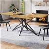 Bladez Tavolo da pranzo allungabile per 6-8 persone, lunghezza 120-160 cm x 80 cm, moderno tavolo da cucina, gambe a forma di stella in ferro, piano in legno con motivo marmo, rettangolo (colore legno