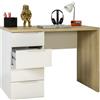 Totò Piccinni Scrivania in legno per ufficio con 4 cassetti (L) 110x(P) 60x(A) 75,5 cm (Rovere/Cashmere)