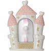 DLM Bomboniere DLM-A162 Bomboniera Bambino Kit 6 Pezzi portafoto Cornice Castello in Resina, Rosa per Cerimonie Comunione, Nascita, Battesimo, Compleanno