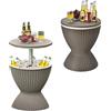 RELAX4LIFE 3-in-1 Tavolino Bar da Esterno/Tavolo Frigo/Secchiello Portaghiaccio 30L, Altezza Regolabile 57,5/82cm, Effetto Rattan PP resistente UV, per Esterno Giardino Piscina Campeggio (Marrone)