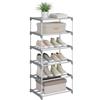 WOLTU Scarpiera, Porta Scarpe a 6 Livelli, Scaffale Stretto per Corridoio, Soggiorno, Corridoio, Struttura in Metallo, Ripiani Compatti e Rimovibili, 42 x 30 x 88 cm, Grigio