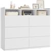 WOLTU Cassettiera con 6 Cassetti, 3 Scomparti Aperti e 1 Piano a Bordi Rialzati, 120x40x100 cm, Mobiletto Salvaspazio in Legno Ingegnerizzato, per Camera da Letto, Soggiorno, Ingresso, Bianco