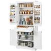 Amveya Mobile Cucina Credenza Dispensa 76x40x182 cm Armadio con Cassetti Pensile Vetrina per Cucina Soggiorno Sala Bianco