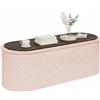 Bonlife Panca ovale con vano portaoggetti, poggiapiedi pieghevole con coperchio, Boucle Bank per piedi del letto, sgabello per soggiorno, camera da letto, ingresso, rosa, 110x38x38 cm