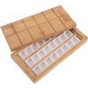 SOESFOUFU Tavolozza in Legno per acquerelli - 24 Mezze Godet da 2 ml, Vassoio per miscelare i Colori con Coperchio Magnetico - Contenitore per acquerelli e Organizer per pigmenti per artisti (Giallo
