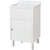 Negrari 5003PKCAM Mini lavatoio in Resina PVC da Esterno/Interno, con Mobile portaoggetti L 42x P 34x H 80 cm, Bianco, Small