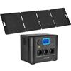 VEVOR Centrale Elettrica Portatile con Pannello Solare da 200 W Stazione Elettrica, Kit di Generatore Solare 1800 W Batteria Backup LiFePO4 1008 Wh con 9 Porte di Uscita per Campeggio Viaggio Camper