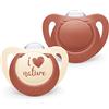 NUK for Nature Baby Dummy | 6-18 mesi | Succhietti in silicone sostenibile | realizzati al 100% con materie prime naturali | rosso | 2 pezzi