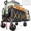YEAUPE PRO Carrello spiaggia180L 150kg, carrello pieghevole con freno di stazionamento, pieghevole in 4 direzioni, altezza regolabile per campeggio, carrello da spiaggia, giardino, shopping, nero