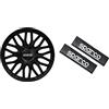 Sparco Spc1396Bk Set Copricerchi 4 Pezzi Roma 13 Pollici Nero & SPC1206CB 1 Set de 2 Cuscinetti Cintura di Sicurezza Auto Look Carbon universali