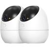 Beans View 2K (3MP) Telecamera di Sicurezza per Interni, 2 Pezzi, Visione Notturna a Colori, 360° Telecamera 2.4G Wi-Fi per Animali Domestici/Cane/Gatto, Rilevamento Umano, Compatibile con Alexa D210