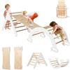 RELAX4LIFE 4 in 1 Triangolo da Arrampicata con Scivolo per Bambini, Arco da Arrampicata e Scala per Arrampicarsi in Legno, Montessori Giocattoli Bimbi 2 3 4 5 Anni (Bianco)