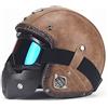 CARACHOME Casco Integrale Vintage Con Maschera Di Protezione Amovibile, Casco Bandit, Casco Astronauta Adatto Per Bike Cruiser Scooter Touring Motocross Moto,Brown,M