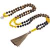 Generico Collana con 108 Perline Mala Annodate Per Uomo e Donna,Pietra Naturale Occhio di Tigre e Braccialetto Citrino,Collana Lunga con Nappa,Gioielli Per Preghiera e Meditazione Spirituale,Regali