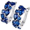 EVER FAITH Orecchini Prong Zirconia cubica festa Elegante Goccia Huggie Cerchio a lobo Blu Argento-fondo