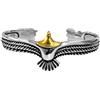 Tixiyu - Braccialetto con aquila, stile vintage, con aquila, in argento, con chiusura aperta, per uomo e donna