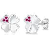 Loutade Orecchini a perno in argento 925, piccoli, in argento Sterling 925, a forma di fiore, quadrifoglio, cigno, con zirconi, 8 mm, piccoli scintillanti, per donne e ragazze, Zirconia cubica