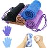 REBECCAHOWARD 4 spugne a rete africane con 2 guanti da bagno, nylon africano, spugna esfoliante con corda, per doccia, 29,5, riutilizzabili, per uomini e donne
