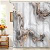 Kzzfqxb 105x160cm Tende da doccia con ganci in plastica, impermeabile occluso grigio dorato marmo latteo flusso d'acqua onda sabbia modello moderno per Vasca, tessuto in poliestere per Bagno