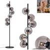 hofstein Lampada da terra Gastor, in metallo/vetro in colore nero/fumo, apparecchio dal design moderno retrò/vintage con paralumi in vetro (Ø 15 cm) e interruttore a pedale, altezza 160 cm, senza lampadine