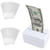 PFLYPF Torta Cash Scatola, Torta Pull-out Kit, con 40 Trasparente Sacchetti di Soldi, Torta di Compleanno Decorazione, rifornimenti del Partito, Bianco Cash Scatola