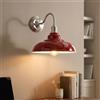 LEDSone Applique da parete in stile industriale vintage, paralume curvo da 32 cm, lampada rustica E27, per arredamento di casa, comodino da camera da letto, soggiorno, corridoio (Rosso)