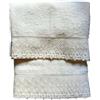 RICAMI FIORENTINI BALDI Set Asciugamani con Pizzo macramè, Spugna di Cotone 100% 420 gr/mq, 2 Pezzi: Viso+ ospite. Idea Regalo. Prodotto Artigianale Toscano (2 Pezzi, Panna)