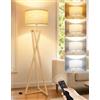 OUTON Lampada da Terra in Legno con Telecomando e Dimmer per Soggiorno, Legno
