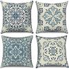 Hnmdmyi Copricuscino Boho 50x50 Set di 4, Blu Vintage geometrico mandala floreale decorativo lino quadrato copricuscino per divano letto giardino esterno home decor