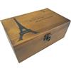 JYC CREATIVE Scatola di legno multiuso, serratura in metallo, scatola di legno regalo, Paris, 14x9x21 cm, Frassino, multifunzione, decorativa