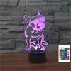 FLRXHK Lampada notturna a LED a forma di bulldog francese, illusione 3D, lampada da tavolo con telecomando, 16 colori, luce notturna a LED ottica, decorazione per la stanza dei bambini
