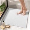 HITSLAM Tappetino Doccia Antiscivolo, 60x60cm Tappetino Vasca Antiscivolo da Bagno Senza ventose, Morbido PVC Luffa Tappetino Bagno, Asciugatura rapida, Drenaggio efficiente, Bianco