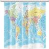 SDOTPMT 180x180cm Mondo Carta geografica Tenda da doccia Paesi e Città Geografia Educativo Tenda da bagno per bambini Blu Oceano Continenti Tenda da doccia Tessuto Impermeabile per Bagno con ganci