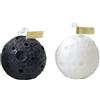Cadzyre Candele sferiche, 5,5 cm x 5,5 cm, 2 pezzi, candela di luna, candela di terra, rotonde, per decorazioni per la casa, matrimoni, meditazioni, yoga (2, bianco e nero, 5 cm x 5 cm)