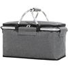 Ruikcoll Cestino per la spesa pieghevole con funzione refrigerante, cestino da trasporto, borsa termica portatile con manici imbottiti, per shopping, viaggi e picnic, 18 l (grigio)