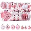 SHareconn, Set di 106 palline natalizie decorative, in plastica infrangibile, per albero di Natale, adatte come decorazioni per festività, matrimoni e feste, con ganci inclusi, colore rosa e bianco