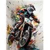 Artery8 Motocross Racer Paint Splat Action Shot Portrait Unframed Wall Art Print Poster Home Decor Premium