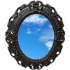 LIGUORO SHOP Specchio Specchiera Con Cornice Ovale In Stile Barocco Finto Vintage Shabby Chic cm 45x39 (Nero)