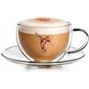 Creano 1 Tazza con piattino Termica Doppia Parete 250ml con Motivo Colibrì - Bicchiere Vetro Borosilicato Stampa Uccello Rosso - Coppa Termica Latte Macchiato Ideale Regalo - 1x 250ml